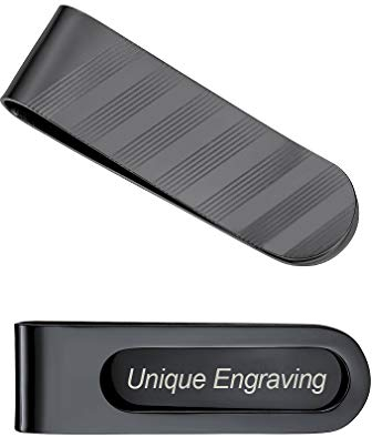 FaithHeart schwarz Geldclip mit Gravur Edelstahl Geldklammern Streifen Moneyclip mit Geschenkebox