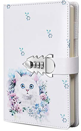 A5 PU Leder Tagebuch mit Schloss Tagebuch mit Zahlenschloss Passwort Notizbuch Verriegelung Journal Tagebuch (Stil 4)