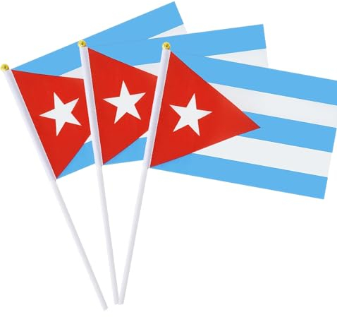 Kuba-Flagge, kubanischer kleiner Stab, Mini-Handflaggen, Dekorationen, 1 Dutzend (12 Stück)
