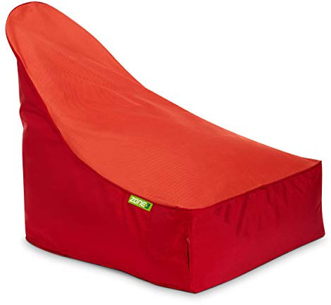 Green Bean© Zone3 Lounge Chair - Pouf de Gaming 90x55x75 cm - Remplissage 150L - Extensible, Housse Amovible, Hydrofuge, antisalissure - Siège de Gaming pour Enfants & Adultes - Rouge/Orange