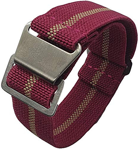 Max French Marine Nationale Elastic Nylon Navy Divers Parachute Watch Straps 20mm 22mm Military Bands (22mm, Dark Pink/Sand)