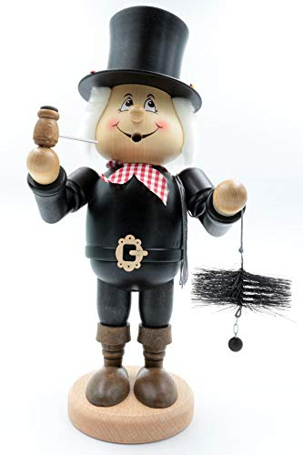 Kuhnert - Original Erzgebirgische Holzkunst Räuchermann Räucherfigur Wichtel 33cm - Schornsteinfeger