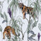 decomonkey Fototapete selbstklebend Tapetenrolle 10 m Tapete Vliestapete Deko Panel Modern Design Wanddeko Wohnzimmer Schlafzimmer Wandtapete | Tiere Tiger Blumen Afrika