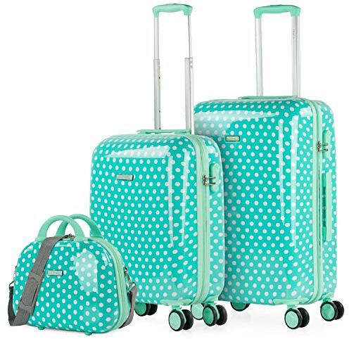 ITACA - Koffer Kinder Jungen Starre Kinder Koffer Leichte - Kinderkoffer Jungen für Flugzeugkabine Koffer Kinder Mädchen mit 4 Rädern - Koffer für Kinder 55x40x20, Mint Moles