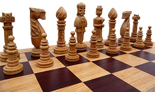 Master of Chess Schachspiel aus Holz mit Teilen Oak BATTLE, 65 cm, handgefertigt, eingelegt, groß, faltbar, Schachbrettspiel für Erwachsene und Kinder