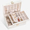 Voova Jewellery Box Organiser for Women Girls, 2 Layers Large Jewelry Storage Case, PU Leather jewlerrying Display Holder with Removable Tray for Necklace Earrings Rings Bracelets, Gifts, White