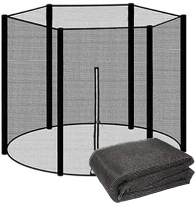 XIUWOUG Ø244cm /306cm / 366cm / 427cm Trampolin Sicherheitsnetz für Gartentrampoline, Ersatznetz mit Reißverschluss und Schnallen, Netzhöhe 163CM/180CM,Schwarz,366 cm(12FT) 8 stangen