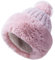JFAN Warm Mütze Bommelmütze Damen Pudelmütze Winter Ski Mehrfarbig Mode Flauschige GEH?keltes Fell Strickmütze Rosa One Size