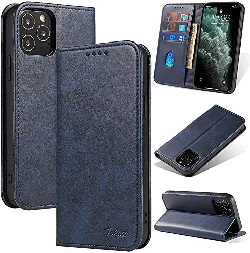 TOHULLE Case for iPhone 13, Premium PU Leather Wallet Case with Card Holder Kickstand Built-in Magnetic Closure Flip Folio Phone Cover for iPhone 13 - Blue