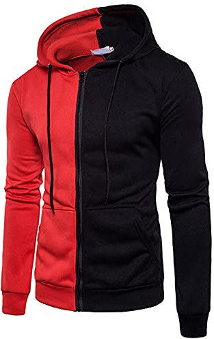 Briskorry Hoodie Herren Hoody Männer Mit Kapuze Schwarz und Weiß Patchwo Kapuzenpullover Teenager Junge Lange ärmel Kuschelig Hoody Streetwear Oberteil Langarm Jogginganzug Slim Fit