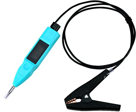 ACBungji Prüflampe 2-poliger Spannungsprüfer Voltmeter LED Digital Wasserdicht mit Krokodilklemmen für 12V 24V 6V DC KFZ LKW Auto Boot Motorrad 2.5-30v (Blau)