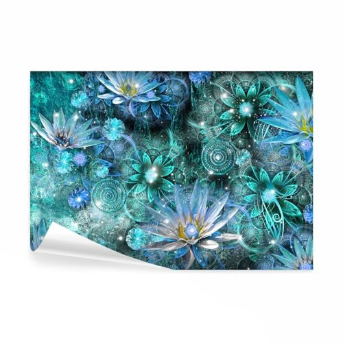 decomonkey - Papier Peint Panoramique Lis Abstrait 450x315 cm - Décoration murale moderne – Tapisserie décorative pour chambre salon - Fleurs lys nature plantes eau