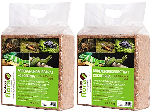 KOKOSFLORA Premium 100L Block - Torffreies Bodengrundsubstrat für Haustier-/Tiereinstreu - Geruchsfrei, haustiersicher, biologisch abbaubar, 100% natürlich, umweltfreundlich