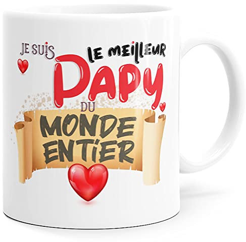 Mug Papy Idée Cadeau Original pour Fête Grand-Père, Tasse Message Amour Humour Meilleur du Monde Petit-Enfant, Futur Papi, Papa Homme Grands-Parents Anniversaire Noël. Imprimé en France