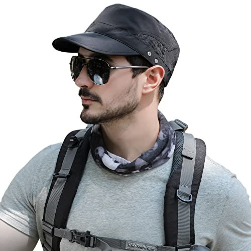 Pyrafox Herren Army Military Cap - Sommer Basecap Mütze, Schildmütze, Cuba-Stil, verstellbar Wanderhut, Faltbarer Sonnenhut Ideal für Outdoor-Aktivitäten