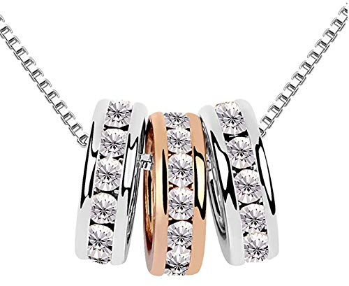 luoluoluo Damen Bohemien Halskette Pfirsich Herz Anhänger Wassertropfen Kronen Kristall Halskette 925 Sterling Silber Einfache Ketten Schmuck Geschenk