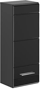 xonox.home Badezimmer Linus Hängeschrank Schrank Badezimmerschrank hängend Wandschrank Hängeschrank Bad in schwarz Hochglanz, ca.30x77x23cm