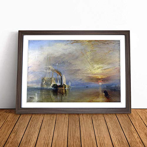 Joseph Mallord William Turner The Fighting Temeraire | Framed Wall Art Print | Modern Home Decor Picture | Ready to Hang Artwork for Living Room, Bedroom, Kitchen or Office | Multiple Sizes