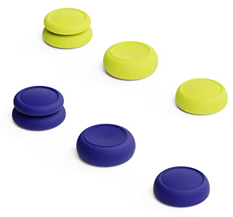 Skull & Co. Skin, CQC and FPS Thumb Grip Set Joystick Cap Analog Stick Cap for Nintendo Switch and Switch OLED Joy-con Controller - Blue + Neon Yellow, 3 Pairs(6pcs)