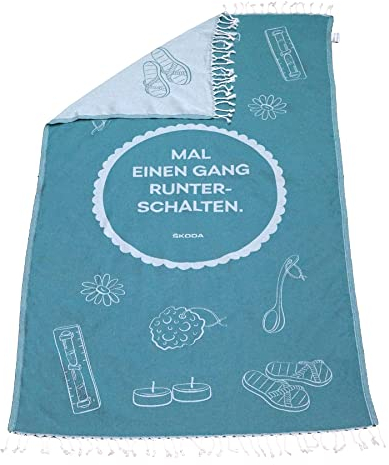 Skoda MVF11-100 Badehandtuch Hamamtuch Strandtuch Badetuch Ocean Towel 180x100cm, türkis/weiß