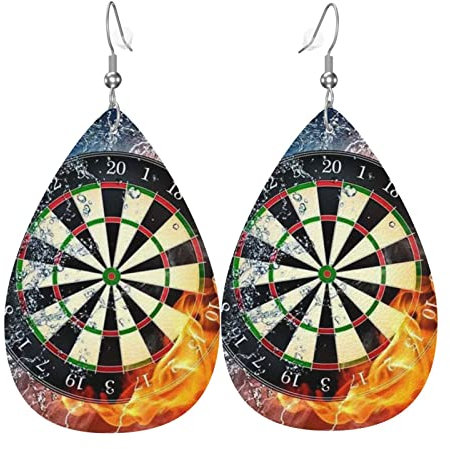 Dart Board Ohrringe für Damen Ohrringe, Leder Ohrringe für Mädchen, Neuheit Tropfen Ohrringe, stilvoll und schön., Einheitsgröße, Leder, Kein Edelstein