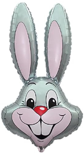 Riesige Folienballons in Superform, Hasenkopf, Größe XL, 90 cm, für Kinder, Ostern, Geburtstag, Party (Grau)