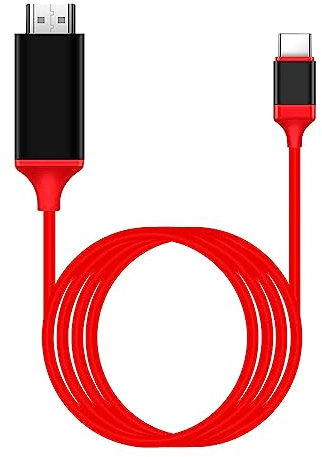 Satohom USB C a HDMI Cable 4K USB Tipo C a HDMI Adaptador Soporta 4K 30Hz Través del Puerto USB C HDMI Cable 2M USB C HDMI Convertidor para MacBook Notebook Laptop Huawei Xiaomi OPPO Samsung (Rojo)