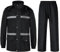Lucykone Herren Regenanzug Reflektierender 100% Wasserdichter Anzug Outdoor Regenmantel Winddicht Regenjacke, Schwarz, L
