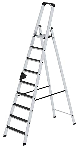 PROREGAL Stufen-Stehleiter | einseitig begehbar mit Clip-Step R13 | 9 Stufen | Leiter, Teleskopleiter, Trittleiter, Bockleiter, Sprossen-Doppelleiter