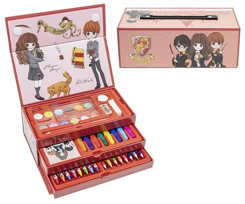 Harry Potter Schreibwaren-Set, Enthält Buntstifte, Marker, Wasserfarben, Pinsel, Schwamm, Bleistift, Radiergummi, Bleistifte, Notizbuch, Aktentasche, Schulset für Kinder