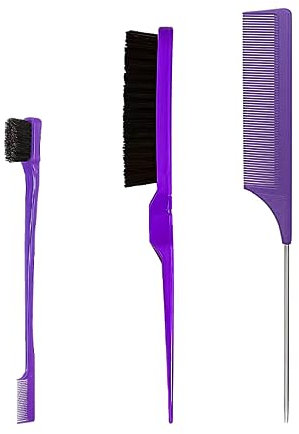 Juego de Cepillos para el Cabello, 3 Piezas Peine Peinar Cabello, Peine de Cola de Rata, Cepillo de Borde Para el Cabello, Peine para el Cabello con Corte de Pelo de Cerdas
