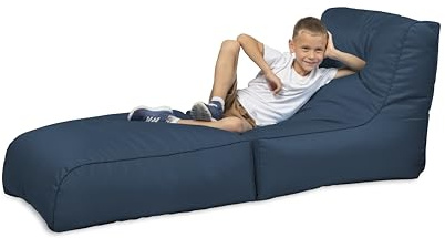 chilly pilley Sitzsack Sofa, Faltbarer Pouf zum Sitzen und Liegen 2 in 1, mit EPS-Füllung, Riesensitzsack, Kinder & Erwachsene, Cord Sitzkissen, viele Farben, dunkelblau