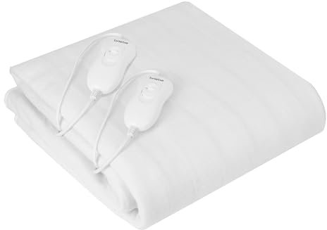 briebe Surmatelas Chauffant Électrique 2 Places 150 x 160 cm 3 Niveaux de Température, Chauffage Rapide, Lavable, Doux, Doublure Polaire Blanc, 120W, EB1133