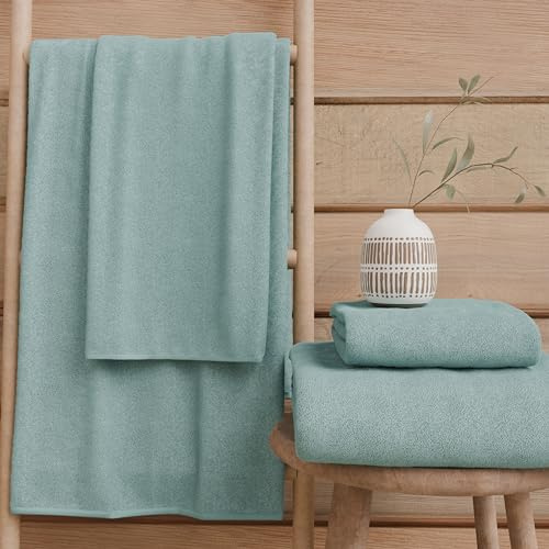 PETTI Artigiani Italiani - Asciugamani Bagno in 100% Spugna di Cotone, Set Asciugamani 1+1, 2 Pezzi 1 Asciugamano Viso e 1 Asciugamano Mani, Asciugamani Acquamarina