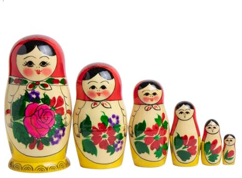 rukauf Semenovskaya Matröschka Matroschka Babuschka Matrjoschka 6 Steckpuppen 13cm - Holzpuppe Матрёшка