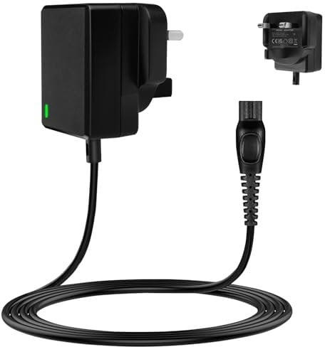 15V Chager for Philips Shaver,HQ8505 Power Cable Charger Cord UK for Series Beard Trimmer S3233, S3333, S1332, BT5502, BT9810, MG7790 MG7750 Electric Razor Aquatouch Power Lead