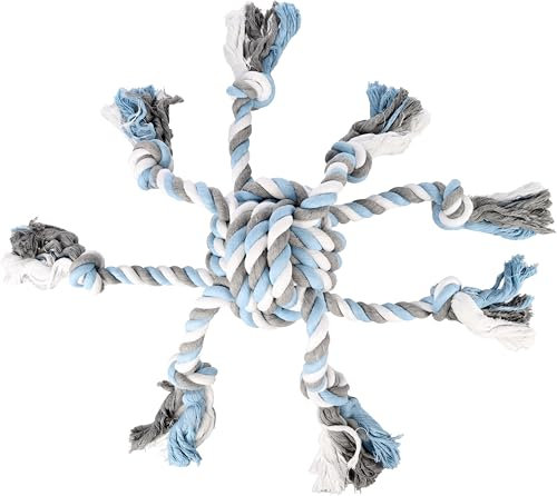 Flamingo Hundespielzeug Jim – Knotenball Octopus Blau | 70 × 70 × 17 cm | Zahnpflegend & Unterhaltsam