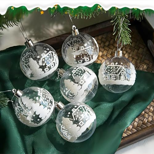 6 Stück Christbaumkugeln Kunststoff Weihnachtskugeln Weiß Glitzer Weihnachtsbaumkugeln 6cm Weihnachtsbaum Kugeln Weihnachtsbaum Deko Christmas Tree Balls Weihnachts Anhänger Weihnachtsbaumschmuck