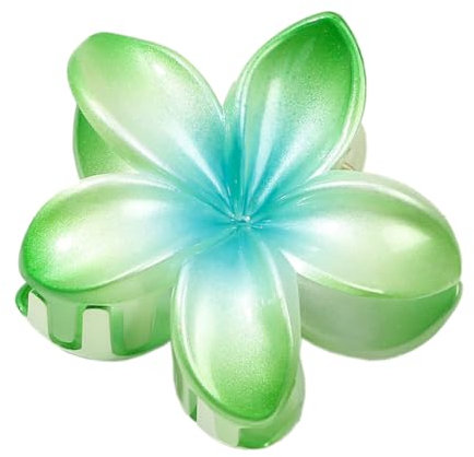 2 Stück Plumeria Blumen Haarspangen,Hawaiian Claw Clip,Rutschfeste Haarklammer Damen,Starker Halt,Krallenklammern Haarstyling-Zubehör für Frauen Mädchen,Party Strand Pool Urlaub,Grün