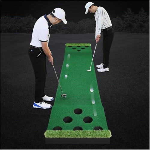 Jeu de golf 2 sur 2 - Style pong - 3 m - Vert - Putting Green - Jeu de golf d'intérieur - Jeu de fête de golf dans le jardin