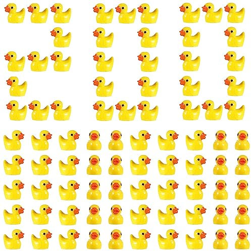 Halinuia 200 Stück Mini Enten Harz Kleine Gelb Enten Mini Duck Figuren Miniatur Enten Deko für Aquarium Miniaturgarten Puppenhaus Handwerk Landschaftsgärten Bonsai Fischbecken