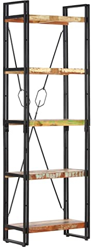 qohoio Bücherregal 5 Fächer Schrank Regal BüCherschrank Raumteiler Regal RegalwüRfel Shelves BüRo Schrank 60x30x180 cm Altholz Massiv