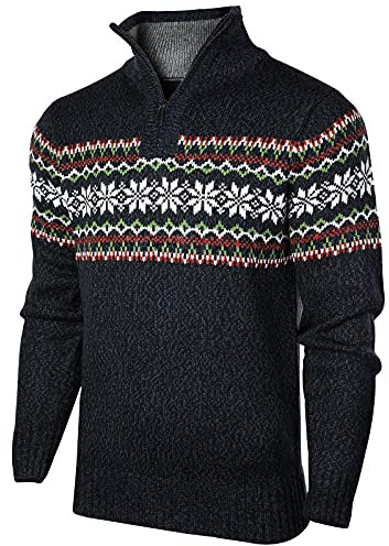 Superora Herren Strickpullover Crewneck Zipper Winterpullover Pullover