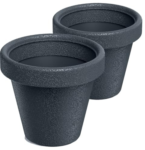 Tymar Blumentopf ton, 2er-Pack, Übertöpf aus Kunststof, Pflanzkübel für Außen und Innen((2pack) Anthrazit ; ø 40 cm)