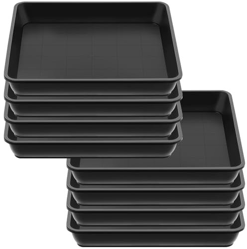 Sibosen 8 Stück Blumentopf Untersetzer Eckig Pflanztopf Blumenkübel Schale Kunststoff Pflanzkasten Pflanzschale Blumentopf Tropf Tabletts für Outdoor Indoor Pflanzen (Eckig 25x25cm)