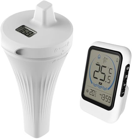 WIYETY Thermomètre de piscine sans fil : thermomètre flottant sans fil, IP67, étanche, thermomètre de piscine, thermomètre, pour piscines, baignoires, piscines, étang