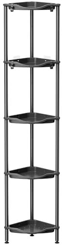 Lifewit Estanteria Ducha sin Taladro de 5 Niveles, Organizador Esquinero de Plástico para el Baño, Jabonera, Armario de Baño para Champú, Gel de Ducha y Productos para el Cuidado de la Piel, Negro