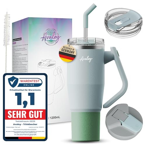 Avaloy vaso termico 1200 ml 40 oz cantimplora botella aqua gimnasio owala termo garrafa agua tazas taza termica termo botella water bottle (Azul_Verde)