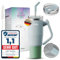 Avaloy auslaufsicher Thermobecher mit Griff und Strohhalm 40 oz Thermobecher Doppelwandiger Edelstahl Vakuum Tumbler für kalt Heiß Kaffeebecher To Go 1,2l Stanley Cup Zubehör (Blue_Green)