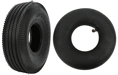 SPYMINNPOO 4.10-3.50-4 Innenrohrreifen, Eingedickter Gummi-Innen-Außenreifen-Reifen-Ersatz für Elektrische Dreiräder Gartenanhänger, Rasenmäher